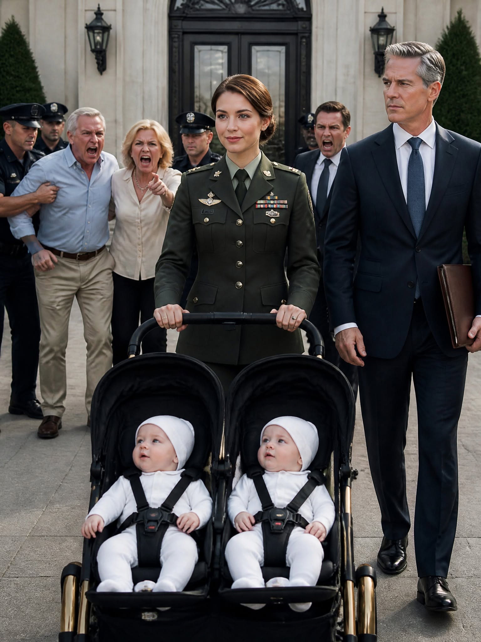 While carrying our twins, I stayed silent as the community credited my husband’s mistress with saving his parents’ property. Days later, he served me divorce papers in the hospital, calling me worthless and leaving without realizing my true rank as a U.S. Army colonel. He thought he had won, until I showed up again with a military escort, senior officers, and law enforcement standing behind me.
